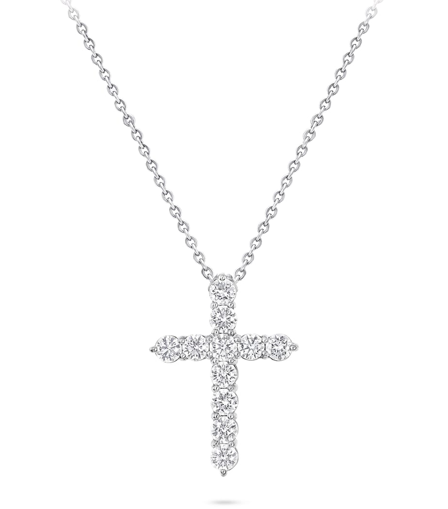 Graff white gold diamond necklace cross design 40cm, UK version