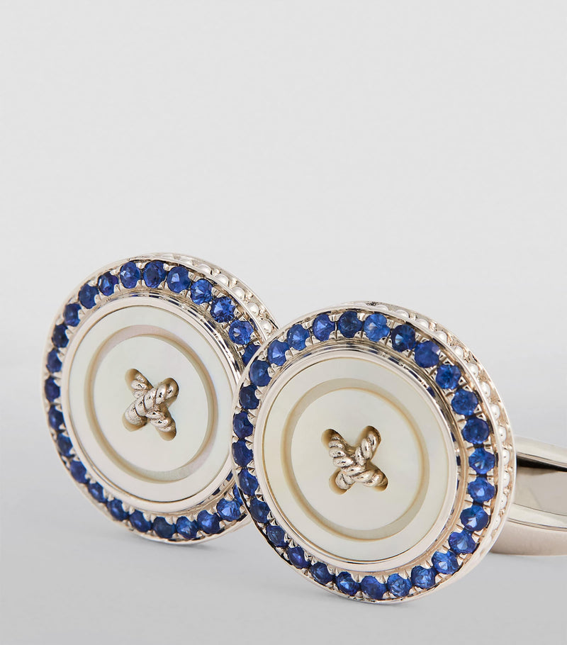 Tateossian stainless steel sapphire button cufflinks, UK version