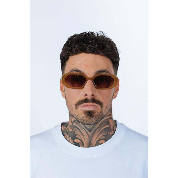 SVNX oval geometric sunglasses in tortoise brown (British brand)