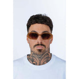 SVNX oval geometric sunglasses in tortoise brown (British brand)