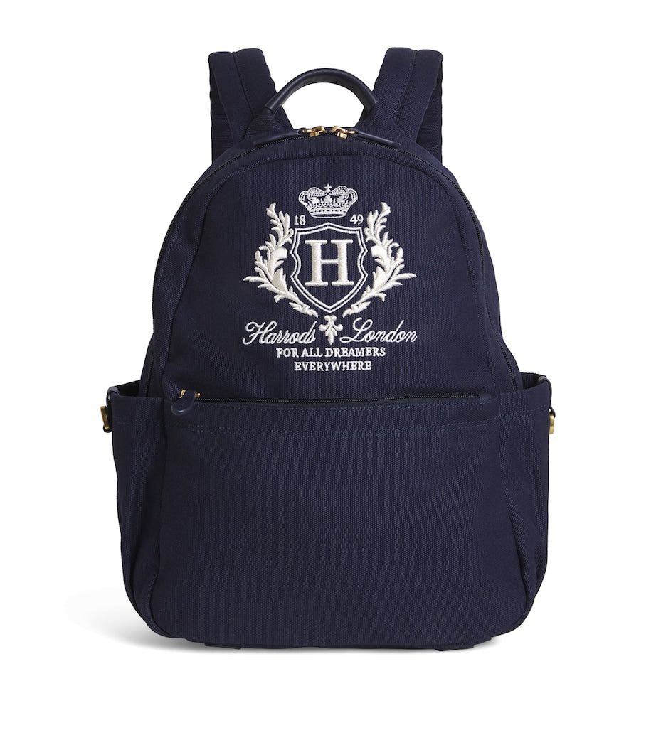 Harrods cotton embroidered emblem backpack, UK version