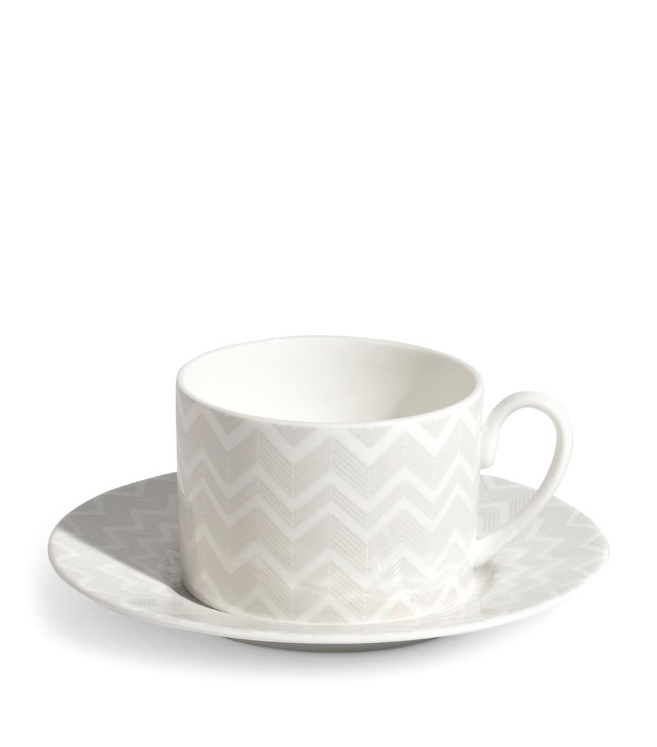 Missoni Home zigzag bone china teacup and saucer set, UK version