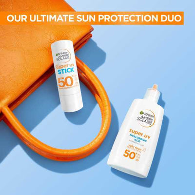 Superdrug Garnier Ambre Solaire Super UV Usynlig Stick SPF 50+ Solbeskyttelses Stick 9g- Kjøp online hos McGrocer