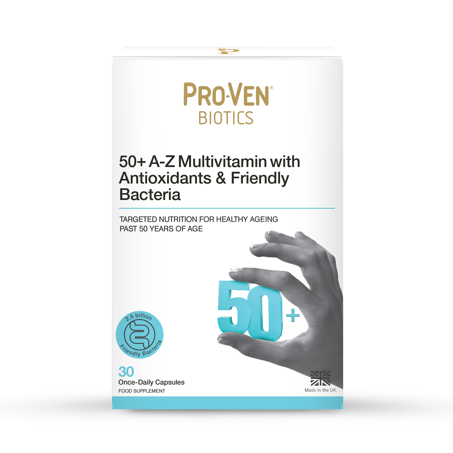 Pro-Ven Biotics 50+ multivitamin with friendly bacteria 30 capsules - British product