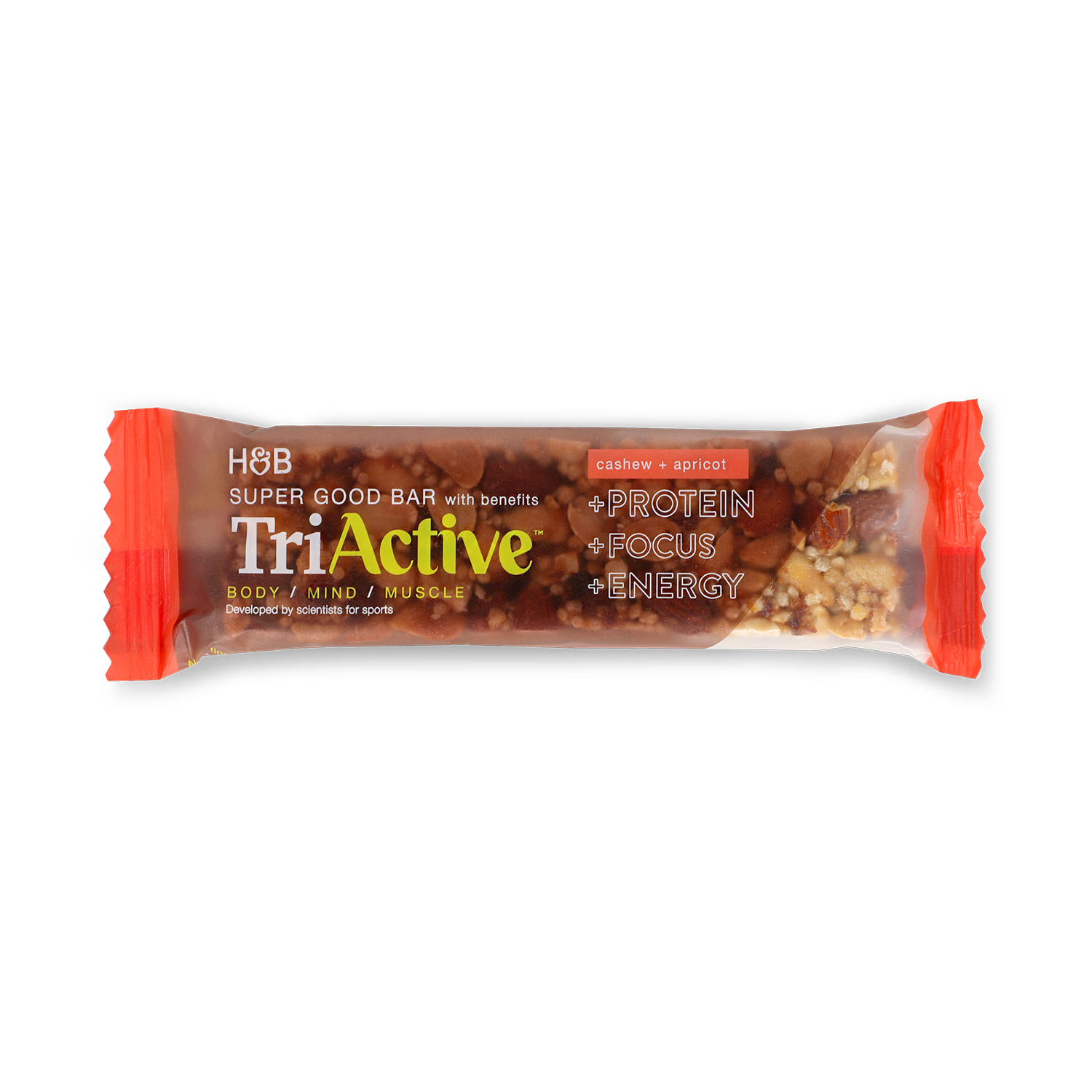 TriActive protein bar Cashew & Apricot 50g, imported from the UK