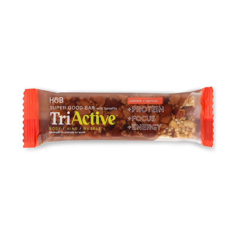 TriActive protein bar Cashew & Apricot 50g, imported from the UK