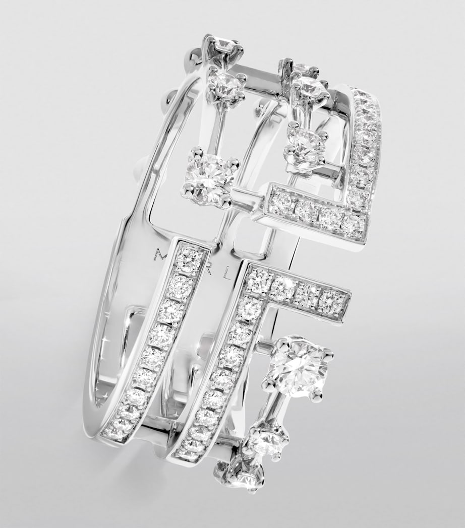 Marli New York asymmetric 18kt white gold diamond ring - British product