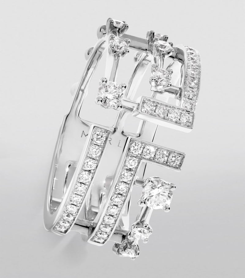 Marli New York asymmetric 18kt white gold diamond ring - British product
