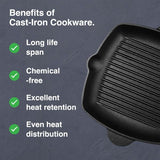 VonShef seasoned cast iron griddle pan, imported from the UK