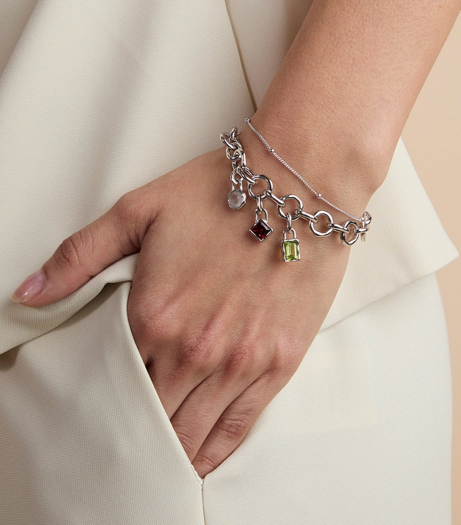 Astrid & Miyu rhodium-plated January birthstone charm - British product