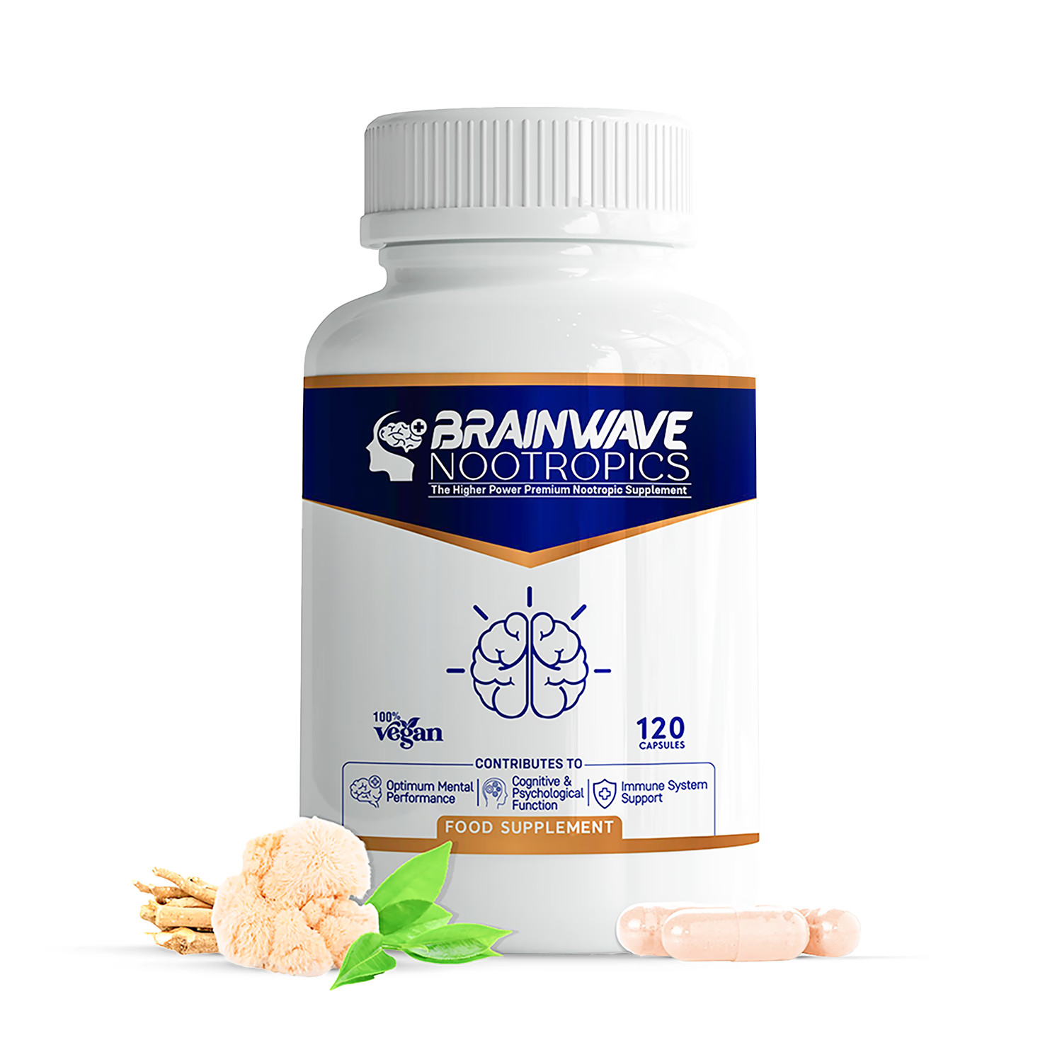 Brainwave Nootropics brain supplement complex 120 capsules (British brand)