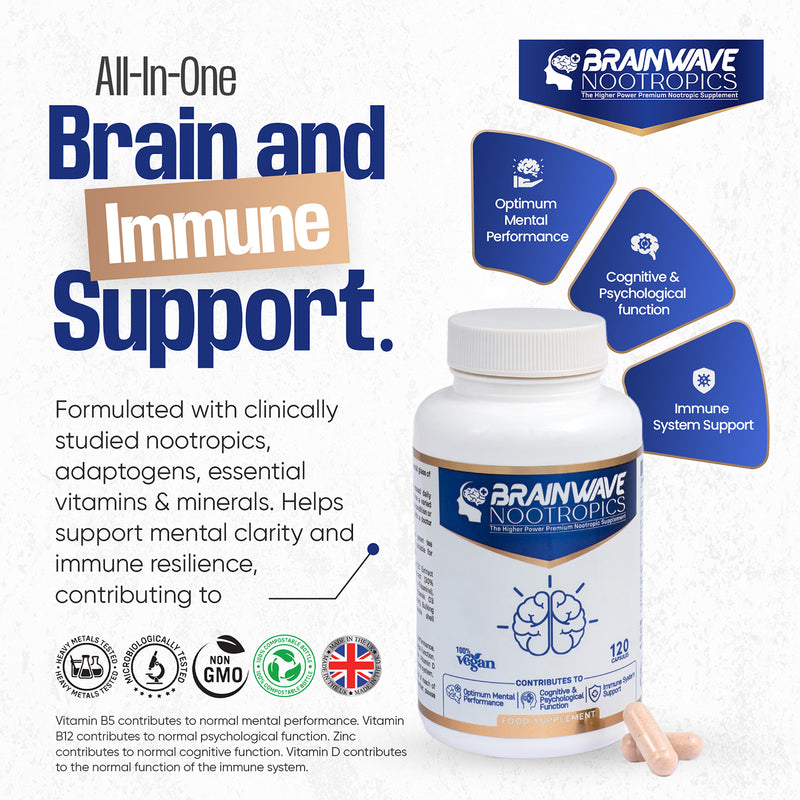 Brainwave Nootropics brain supplement complex 120 capsules (British brand)