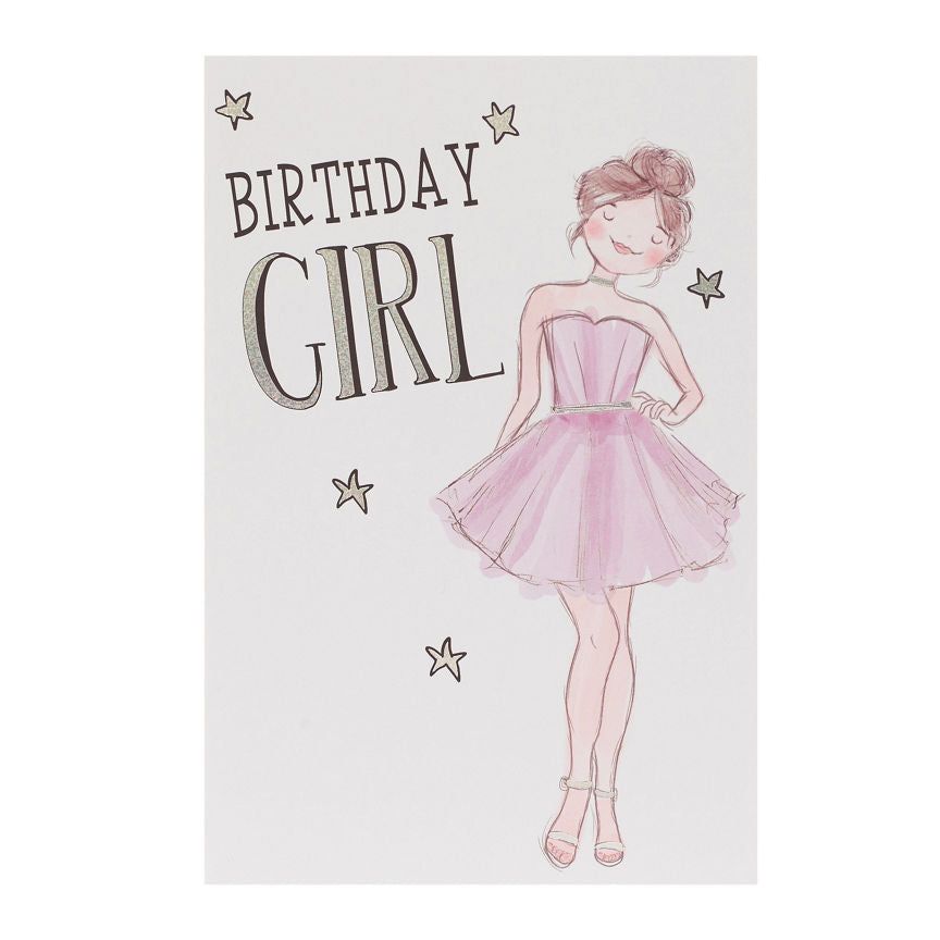 George Home Girl in Dress Birthday Card General Household ASDA   