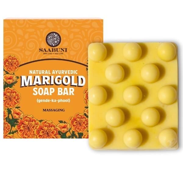 Saabuni Marigold Massaging soap bar 90g, imported from the UK