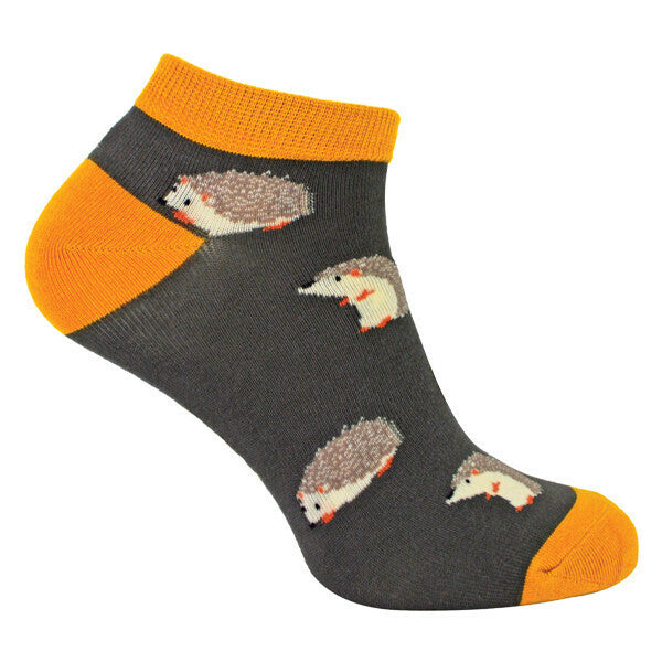 Mr Heron Mens Bamboo Animal Trainer Socks 6-11 UK GOODS Superdrug Hedgehogs (Grey)  