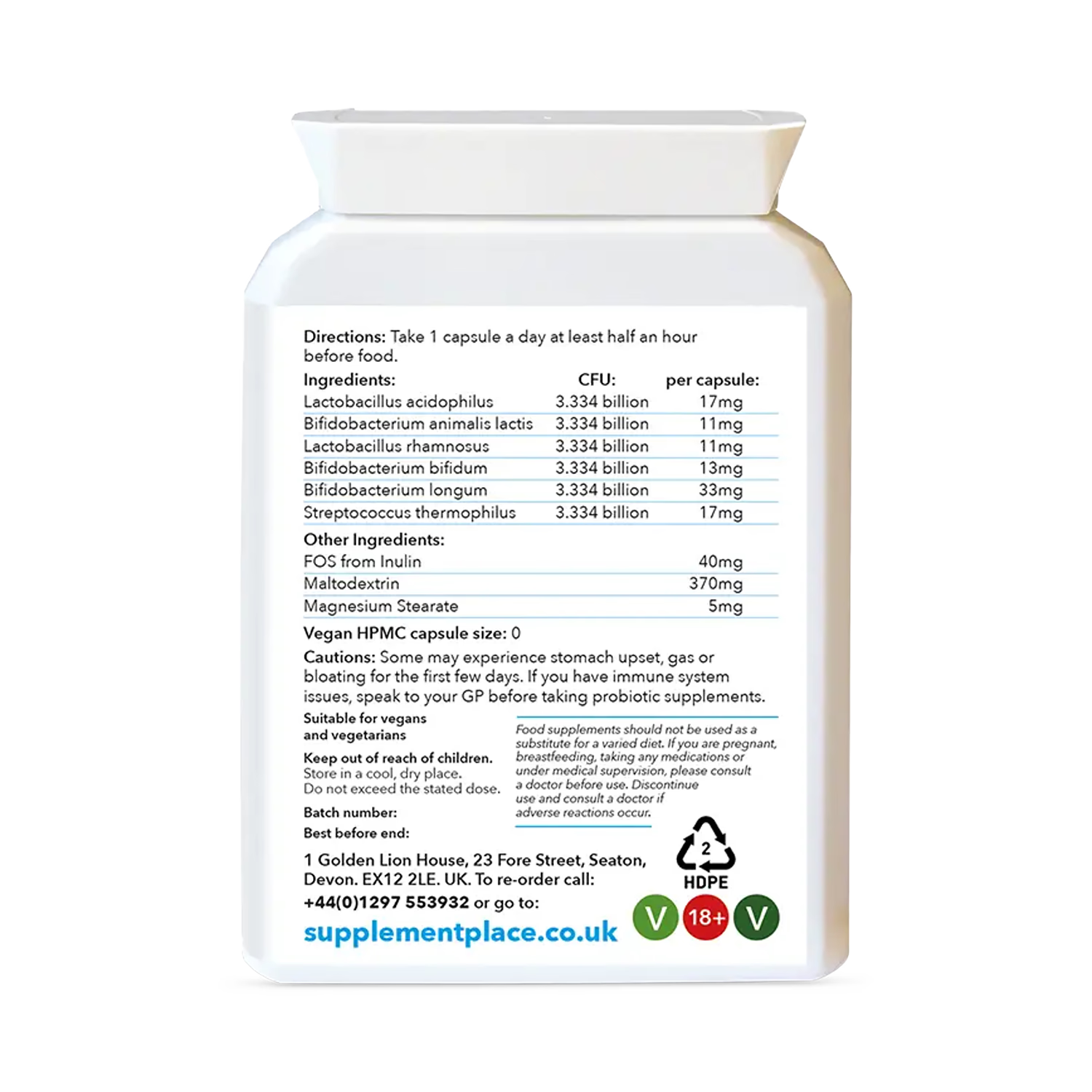 Supplement Place Probiotic Gold 20 Billion CFU 60 Capsules, UK version