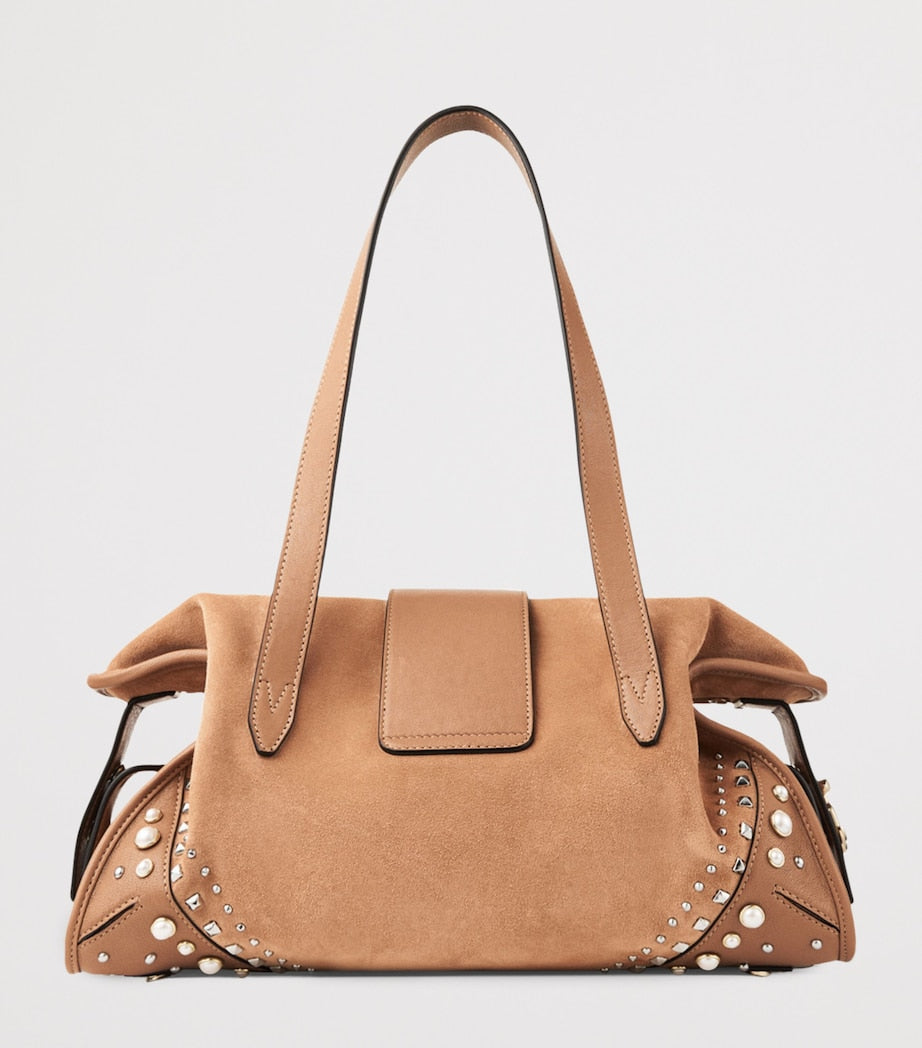 Jimmy Choo suede bar holdall bag 22x35x16cm, imported from the UK