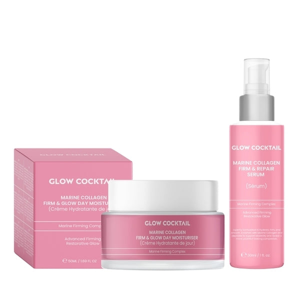 Glow Cocktail Marine Collagen skincare set, imported from the UK