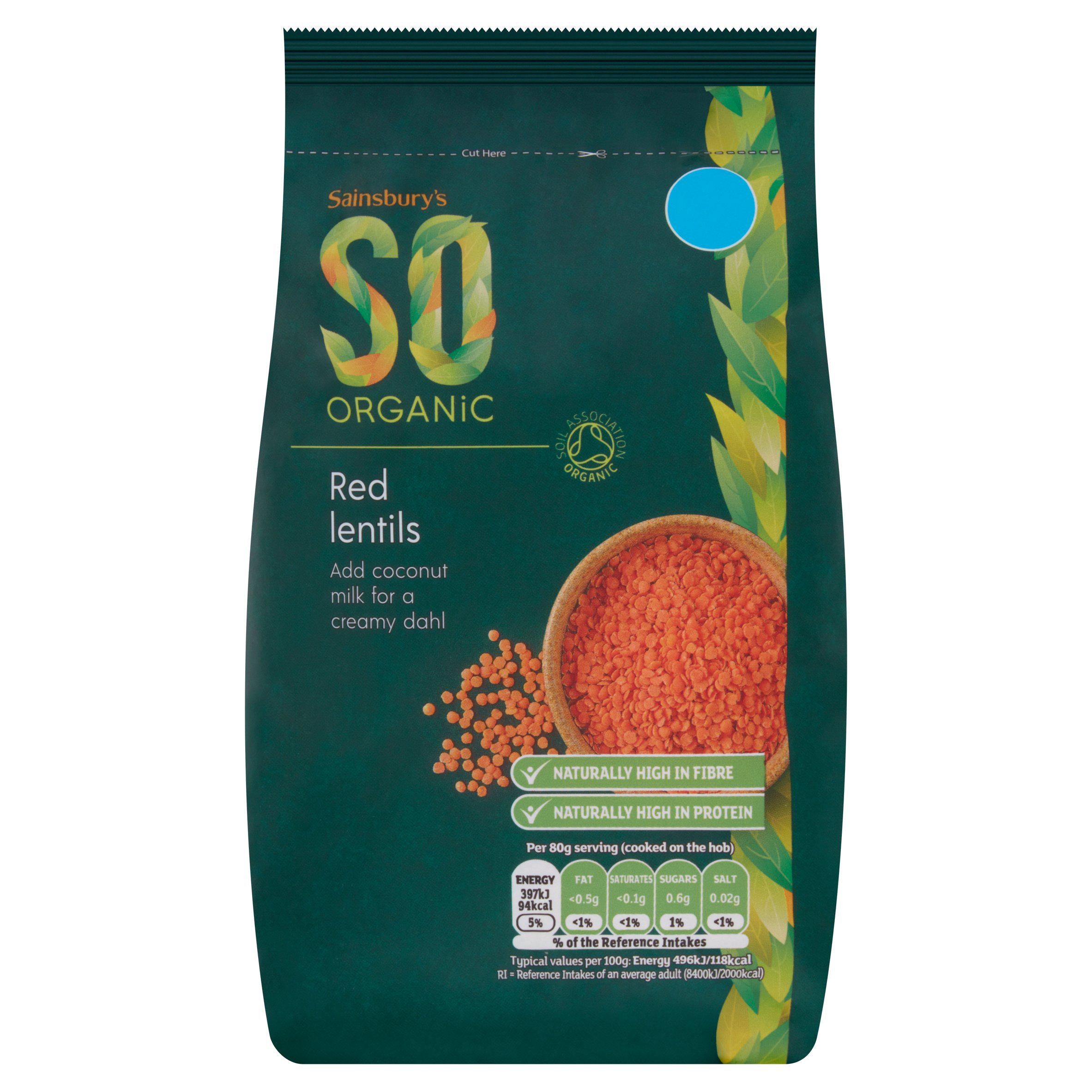 Sainsbury's Red Lentils, SO Organic 500g GOODS Sainsburys   