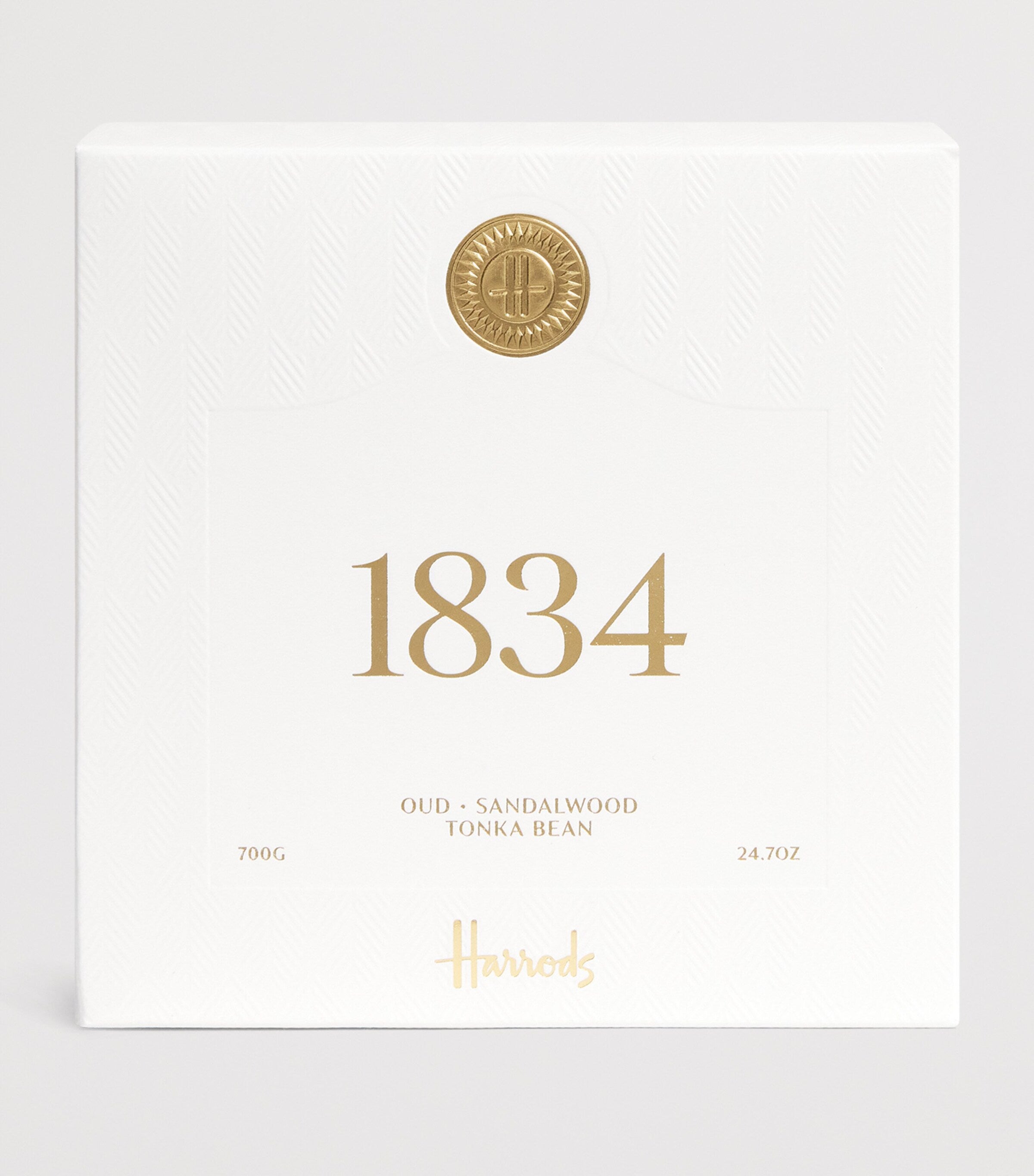 Harrods 1834 scented candle 700g, UK version