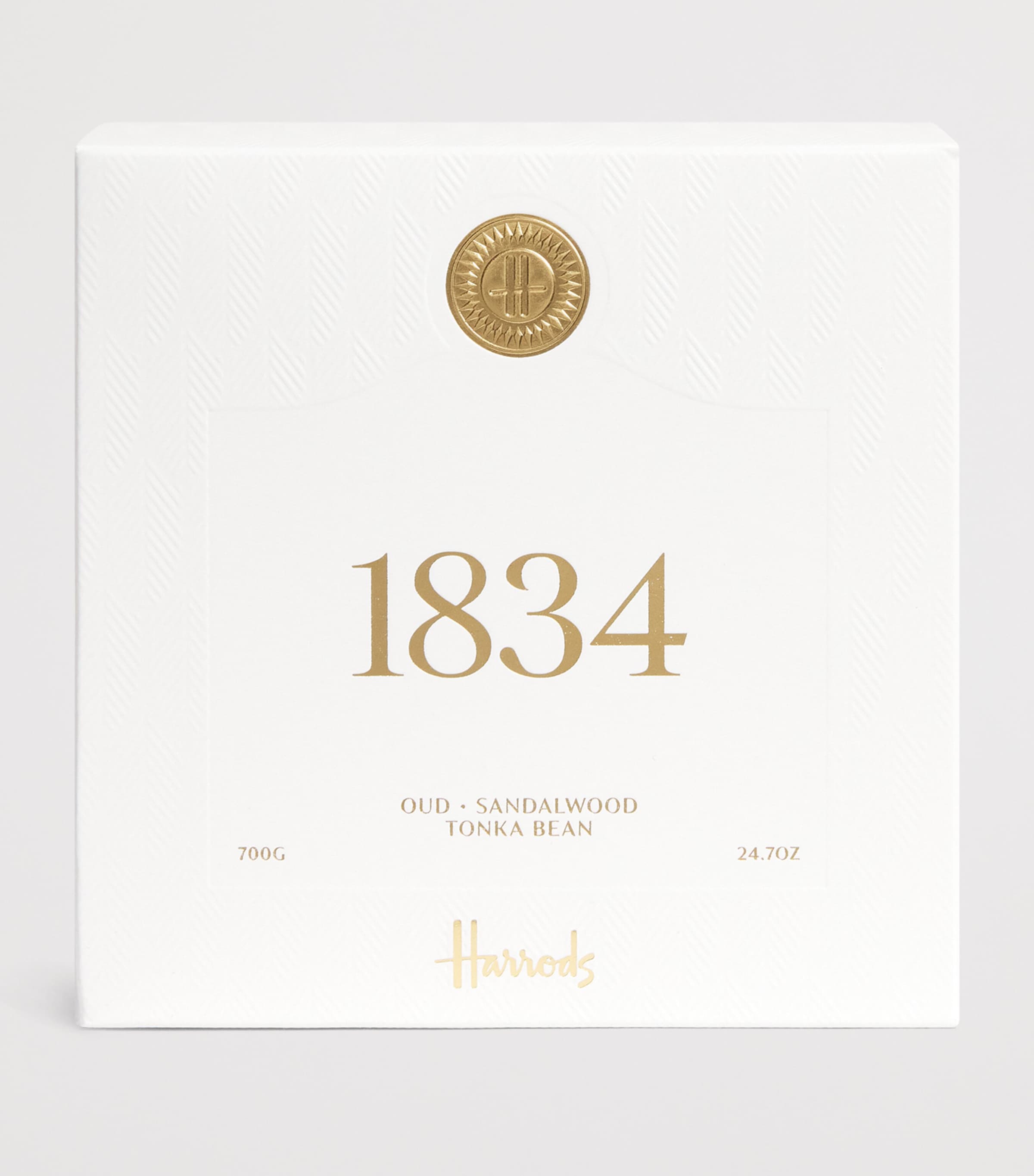 Harrods 1834 scented candle 700g, UK version