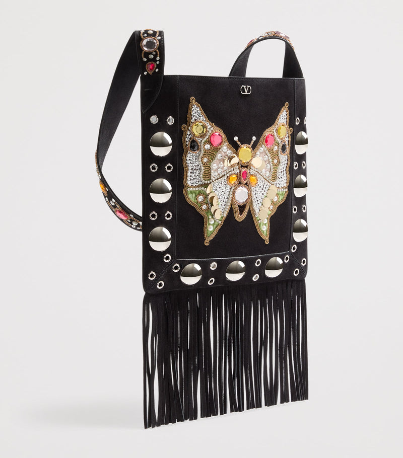 Valentino Garavani medium suede Nellcôte cross-body bag, imported from the UK