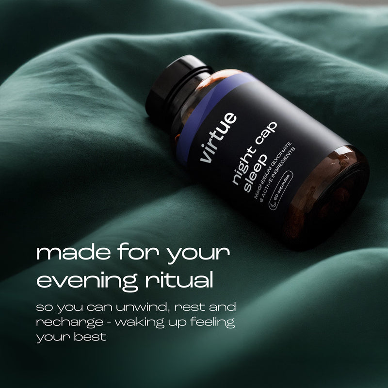 Virtue Night Cap sleep supplement 60 capsules, imported from the UK