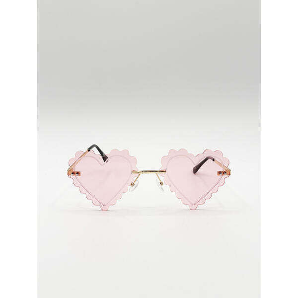 SVNX scallop heart sunglasses in pink one size - British product