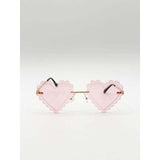 SVNX scallop heart sunglasses in pink one size - British product