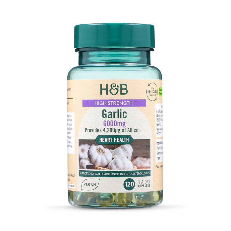 Holland & Barrett garlic capsules 6000mg, imported from the UK