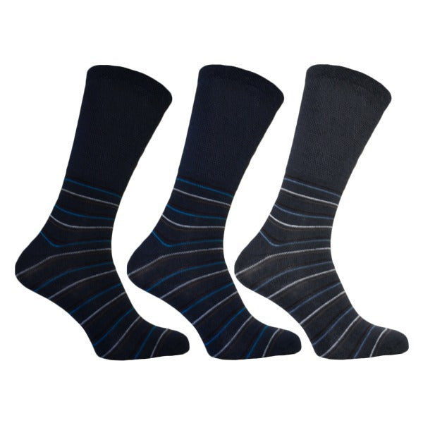 Simply s Mens Extra Wide Striped Socks (Pack Of 3) (6-11)