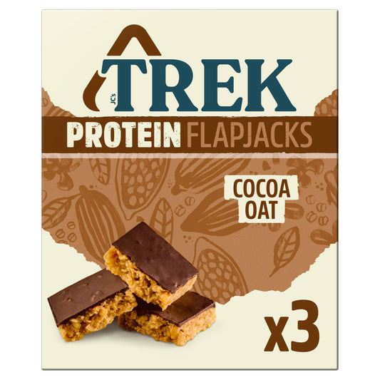 TREK Cocoa Oat Protein Flapjacks 3 x 50g cereal bars Sainsburys   