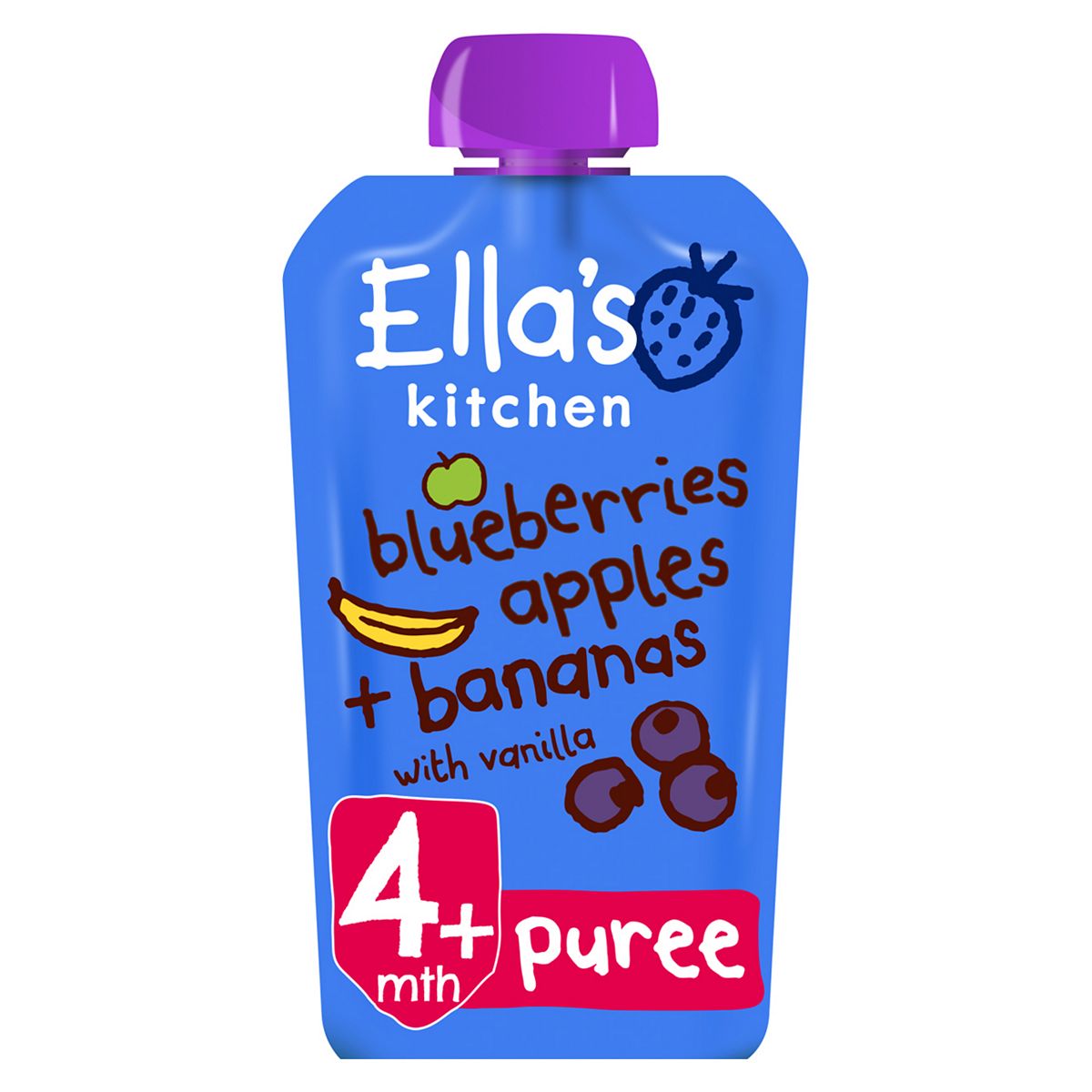 Ella's Kitchen Organic Blueberries, Apples, Bananas and Vanilla Baby Food Pouch 4+ Months 120g GOODS Boots   