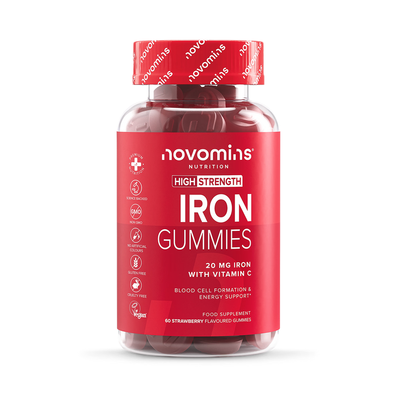 Novomins iron gummies strawberry flavoured 60 gummies, UK version
