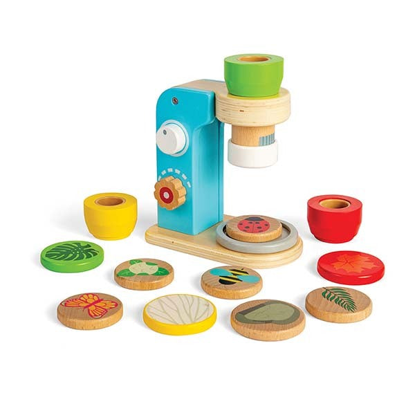 Bigjigs Toys Wooden Microscope With 14 Play Pieces