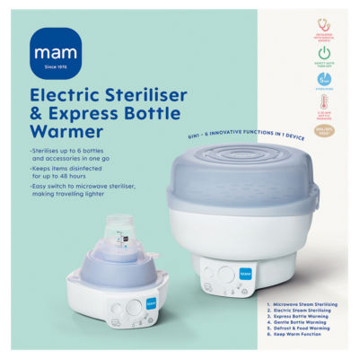 MAM Elektrischer Sterilisator & Express-Flaschenwärmer mit Flasche inklusive