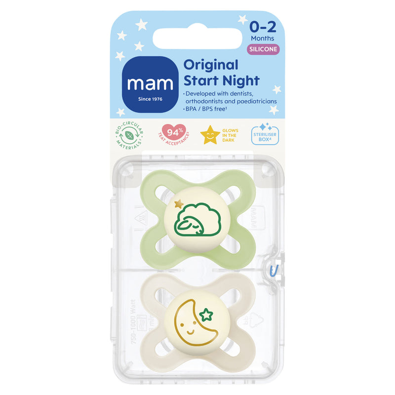 Mam Original Start Night silicone soother 0-2 months, UK version