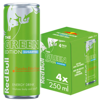 Red Bull Sugarfree Curuba Elderflower 250ml 4 pack, imported from the UK