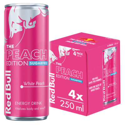 Red Bull Peach Edition Sugarfree 250ml 4 pack, UK version