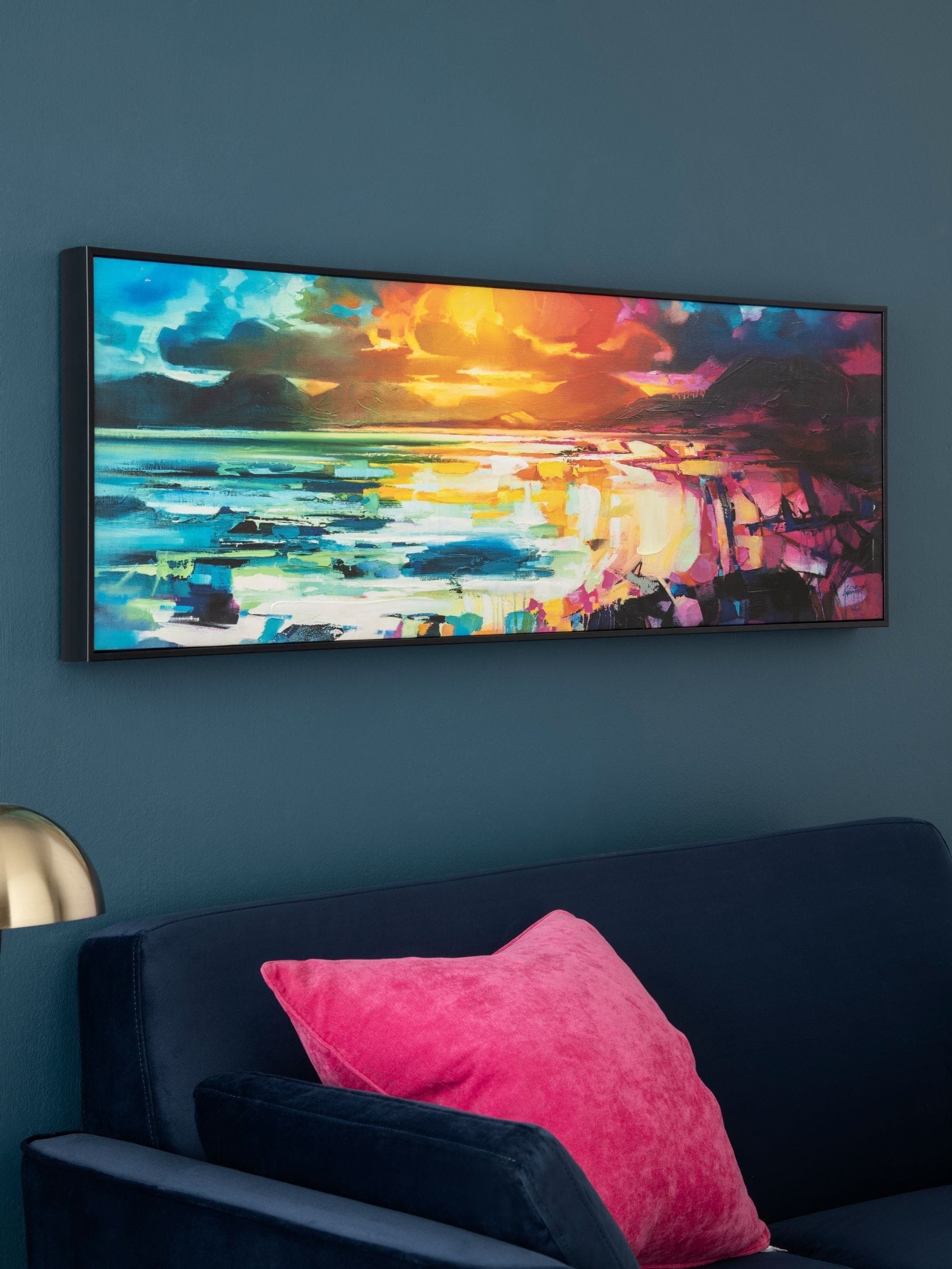 Blue Artist Collection Harris Panorama Landscape Framed Canvas Wall Art 40cm x 120cm - British product