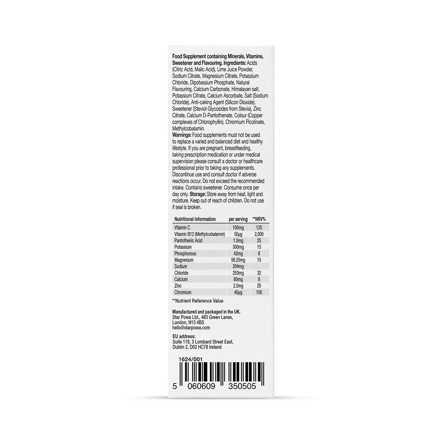 Starpowa hydration sachets Lime Coconut flavour 10 sachets (British brand)