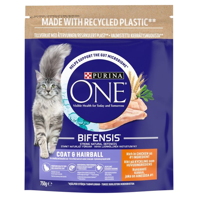 Purina One Coat & Hairball Chicken Dry Cat Food    750g GOODS M&S   