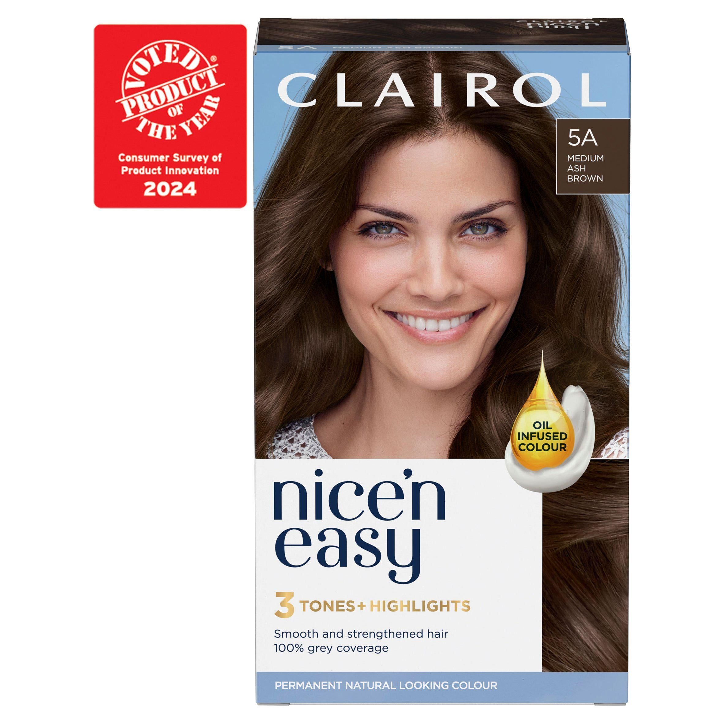 Clairol Nice'n Easy Crème Natural Looking Oil-Infused Hair Dye Medium Ash Brown 5A Brunette Sainsburys   