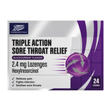 Boots Triple Action Sore Throat Relief 2.4mg Lozenges - Blackcurrant Flavour - 24 Lozenges GOODS Boots   