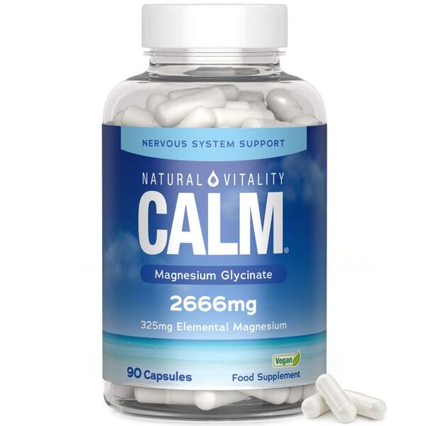 Natural Vitality CALM Magnesium Glycinate supplement 325mg 90 capsules (British brand)