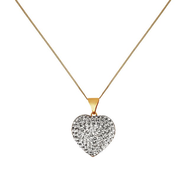 Revere pendant necklace crystal heart 9ct gold (British brand)