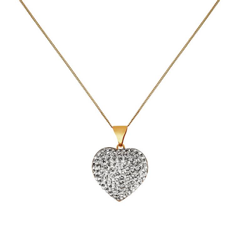 Revere pendant necklace crystal heart 9ct gold (British brand)