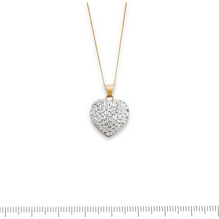 Revere pendant necklace crystal heart 9ct gold (British brand)