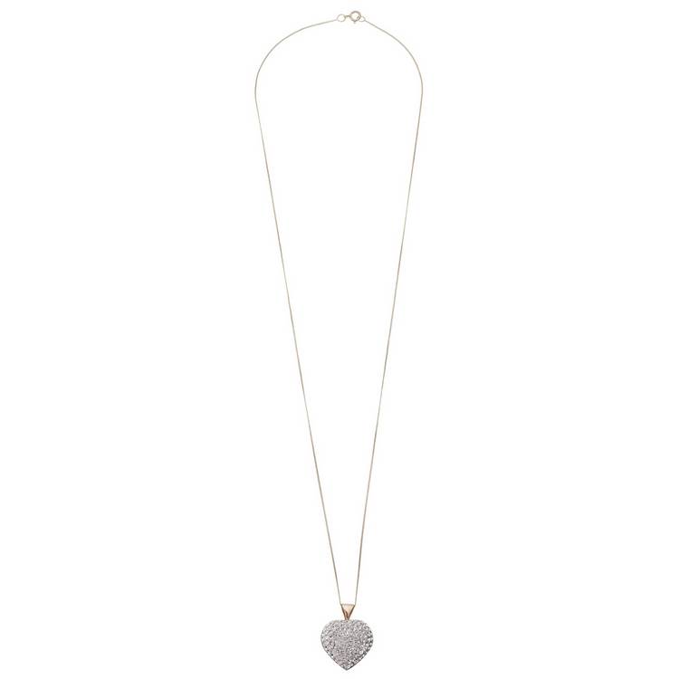 Revere pendant necklace crystal heart 9ct gold (British brand)