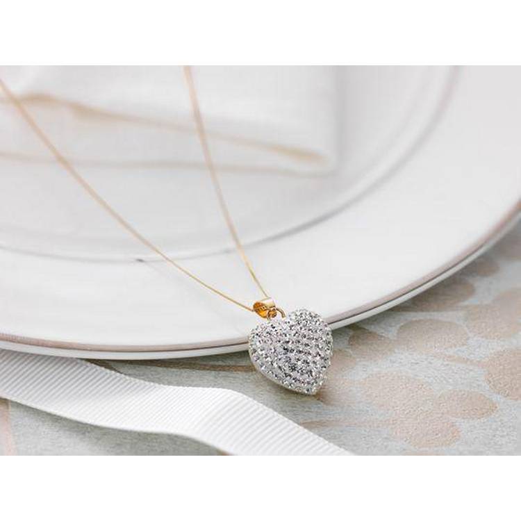 Revere pendant necklace crystal heart 9ct gold (British brand)